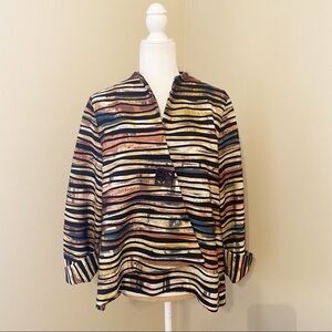 IC by Connie K Asymmetrical Striped 3/4 Sleeve Jacket - L